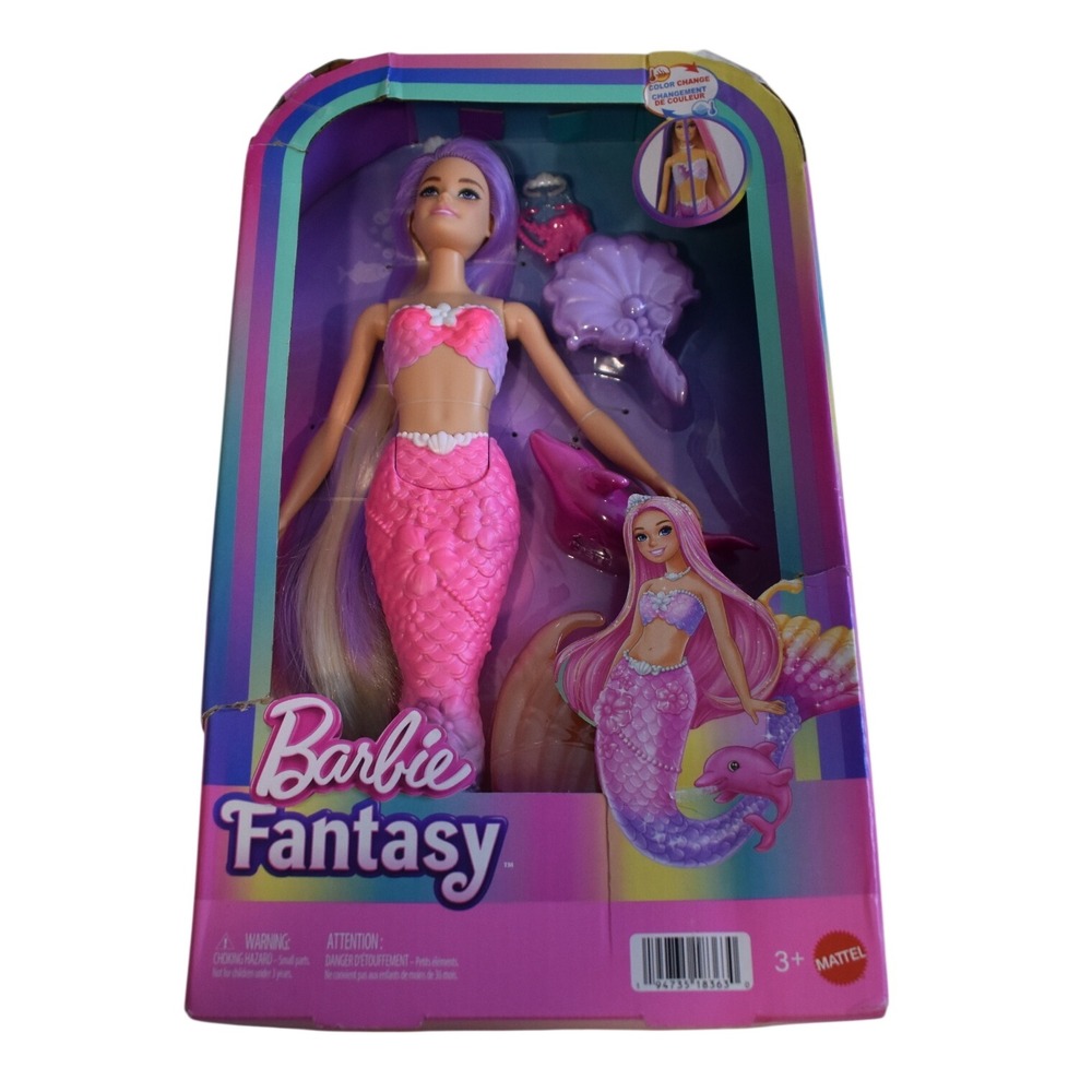 Barbie Fantasy Mermaid Doll Kids Pink NIB Color Change HRP97 Purple Hair
